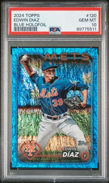 2024 Topps Edwin Diaz Blue Holofoil #120 card image