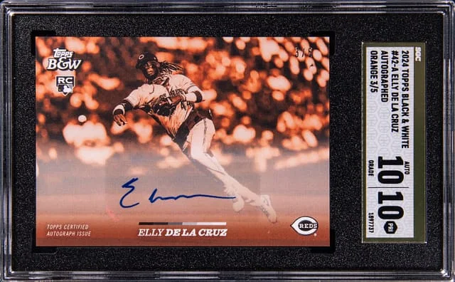 2024 Topps Elly De La Cruz Black & White Autographs Orange #42-A card image