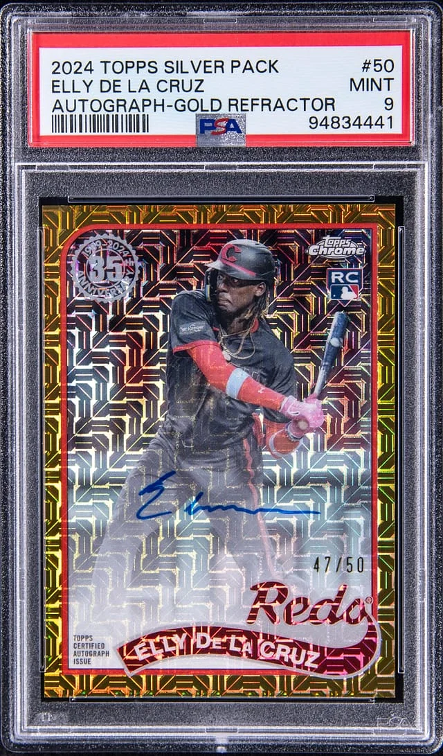 2024 Topps Elly De La Cruz Silver Pack '89 Chrome Promo Autographs Gold Refractor #50 card image