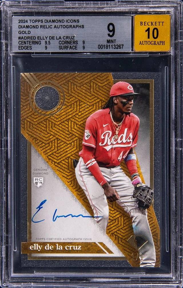 2024 Topps Elly De La Cruz Diamond Icons Diamond Relic Autographs Gold #ADR-ED card image