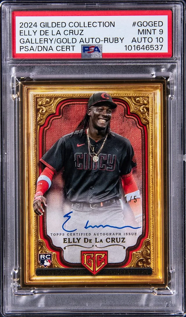 2024 Topps Elly De La Cruz Gilded Collection Gallery of Gold Autograph Ruby #GOG-ED card image