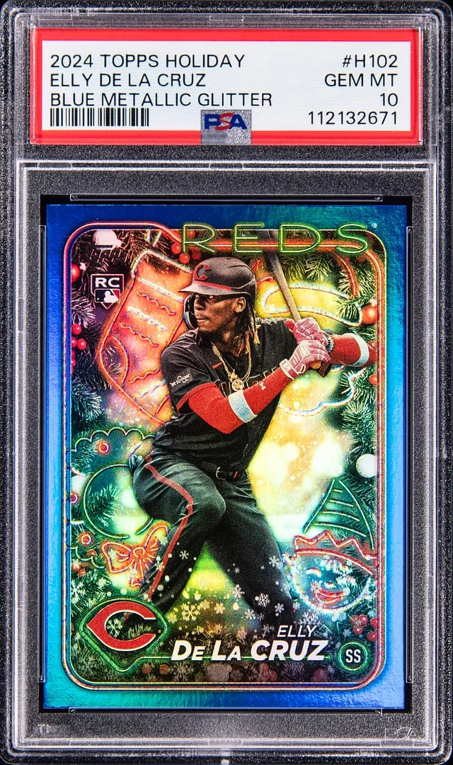 2024 Topps Elly De La Cruz Holiday Blue Metallic Glitter #H102 card image
