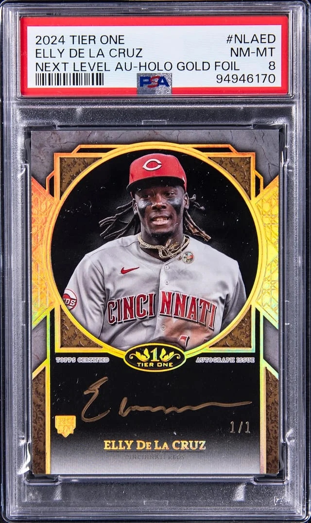2024 Topps Elly De La Cruz Tier One Next Level Autographs Holo Gold Foil #NLA-ED card image
