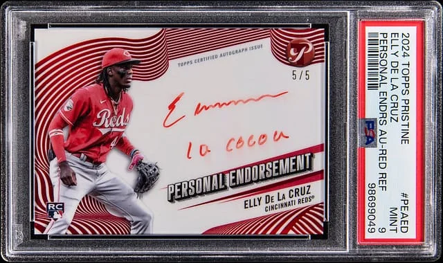 2024 Topps Elly De La Cruz Pristine Personal Endorsement Autographs Red Refractor #PEA-ED card image