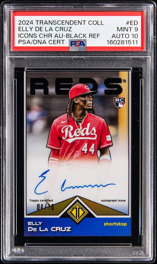 2024 Topps Elly De La Cruz Transcendent Collection Icons Chrome Autograph Black Refractor #TCBA-ED card image
