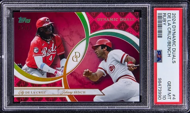 2024 Topps Elly De La Cruz/Johnny Bench Dynamic Duals Ruby #4 card image