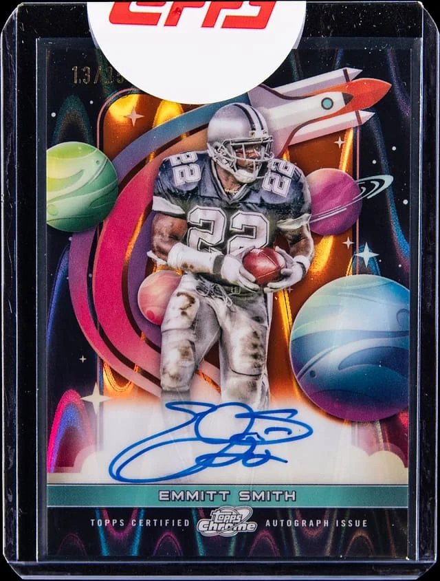 2024 Topps Emmitt Smith Cosmic Chrome First Flight Signatures Orange Galactic Refractor #FFS-ES card image