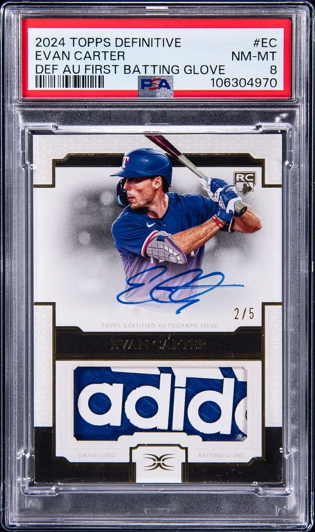 2024 Topps Evan Carter Definitive Collection Definitive Autographed First Batting Glove #DABG-EC card image