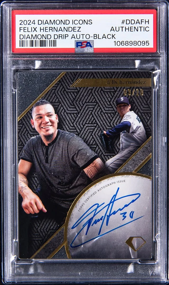 2024 Topps Felix Hernandez Diamond Icons Diamond Drip Autograph Black #DDA-FH card image