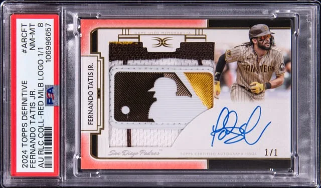 2024 Topps Fernando Tatis Jr. Definitive Collection Autographed Relic Red MLB Logo #ARC-FT card image