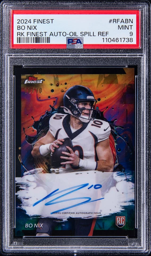 2024 Topps Finest Bo Nix Finest Autograph Oil Spill Refractor #RFA-BN card image