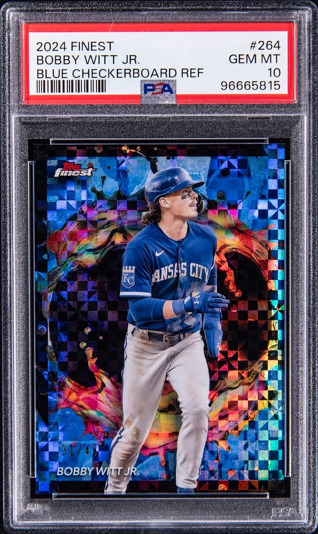 2024 Topps Finest Bobby Witt Jr. Blue Checkerboard Refractor #264 card image