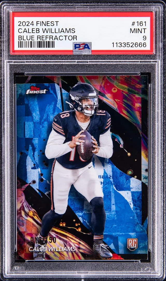 2024 Topps Finest Caleb Williams Blue Refractor #161 card image