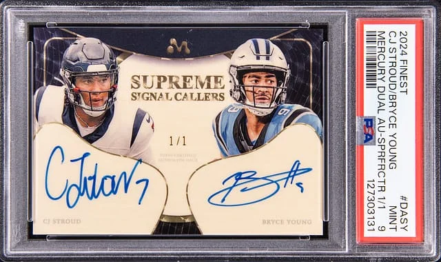 2024 Topps Finest CJ Stroud/Bryce Young Mercury Dual Autographs SuperFractor #DA-SY card image