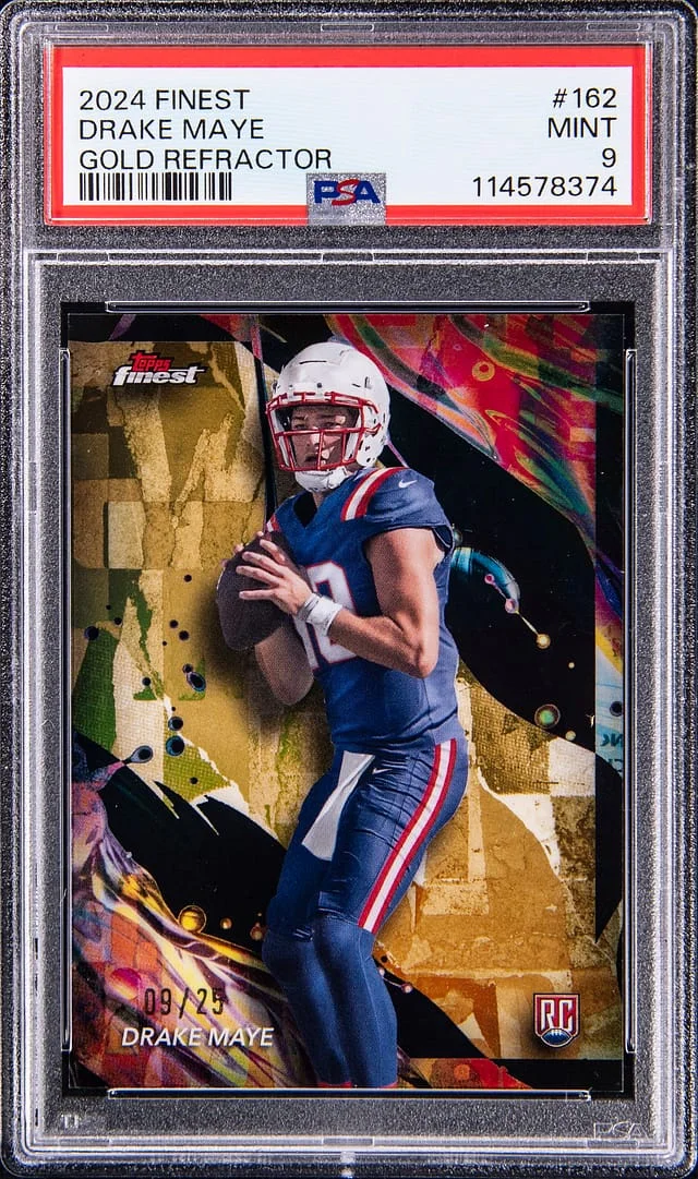 2024 Topps Finest Drake Maye Gold Refractor #162 card image
