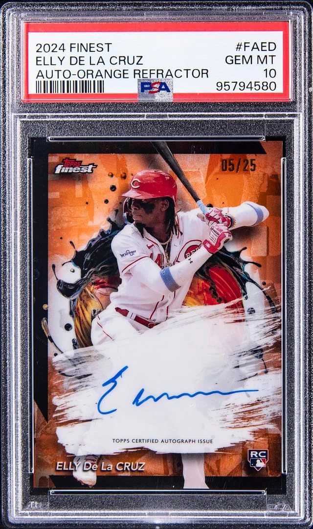 2024 Topps Finest Elly De La Cruz Autograph Orange Refractor #FA-ED card image