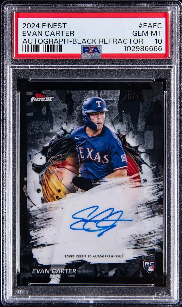 2024 Topps Finest Evan Carter Autograph Black Refractor #FA-EC card image