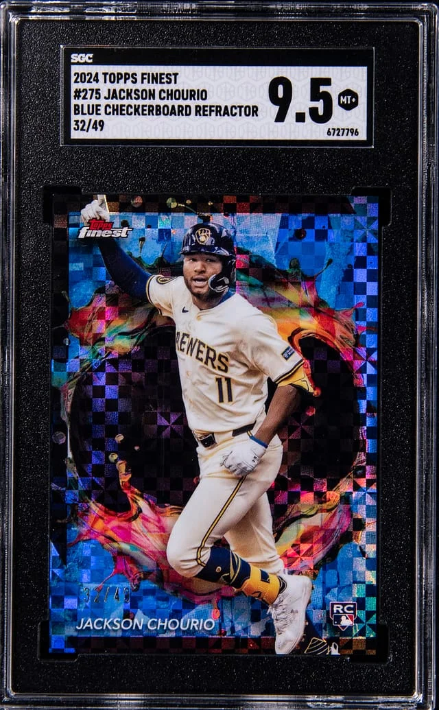 2024 Topps Finest Jackson Chourio Blue Checkerboard Refractor #275 card image