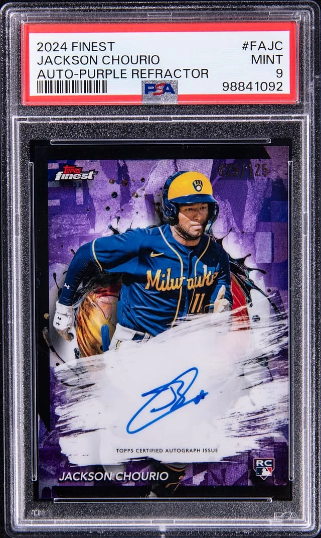 2024 Topps Finest Jackson Chourio Autograph-Purple Refractor #FAJC card image