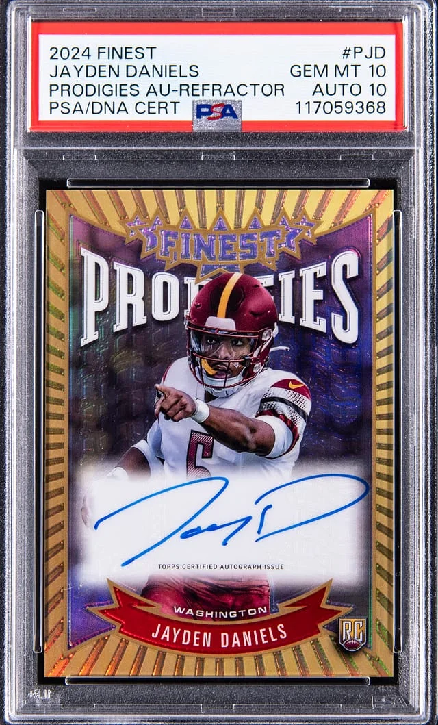2024 Topps Finest Jayden Daniels Prodigies Autograph Refractor #PJD card image