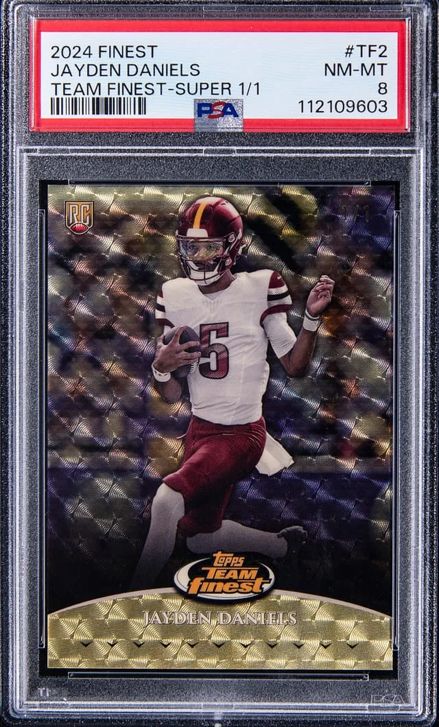 2024 Topps Finest Jayden Daniels Team Finest SuperFractor #TF-2 card image