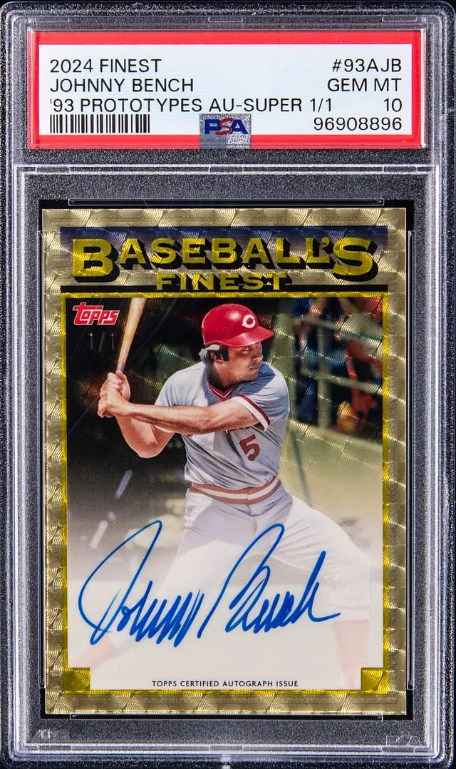 2024 Topps Finest Johnny Bench 93 Prototypes Autograph SuperFractor #93A-JB card image