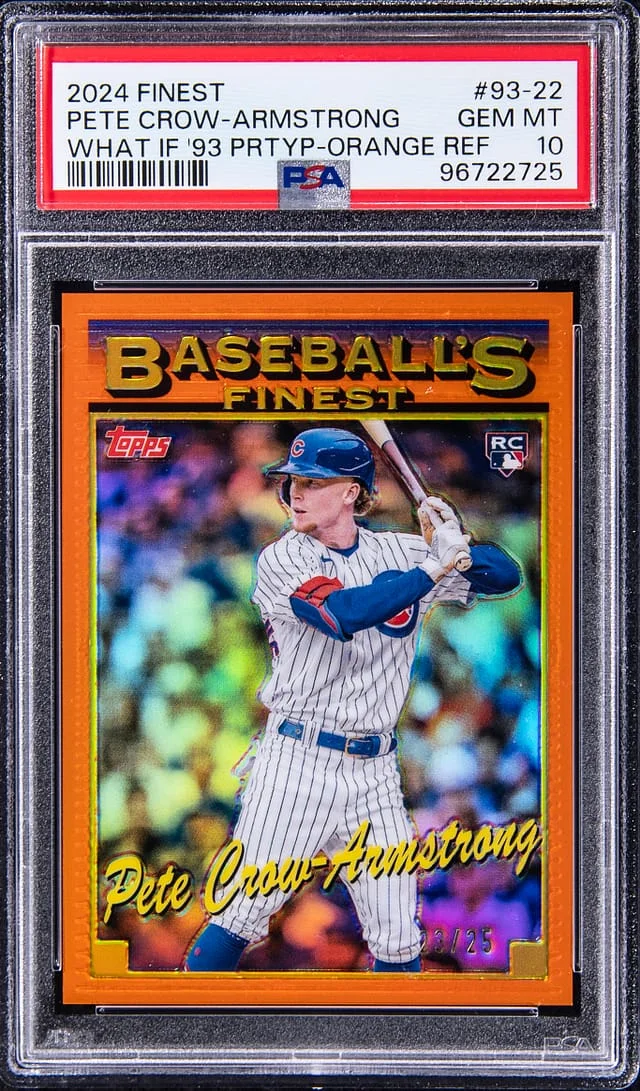 2024 Topps Finest Pete Crow-Armstrong What If 1993 Prototype Orange Refractor #93-22 card image