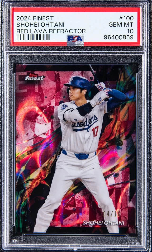 2024 Topps Finest Shohei Ohtani Red Lava Refractor #100 card image