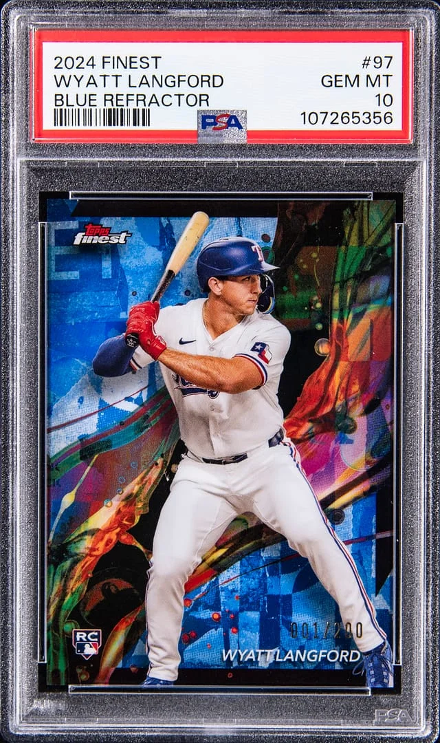2024 Topps Finest Wyatt Langford Blue Refractor #97 card image