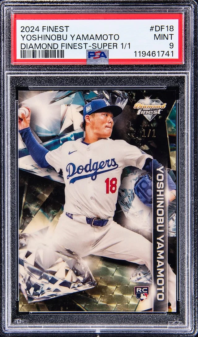2024 Topps Finest Yoshinobu Yamamoto Diamond Finest SuperFractor #DF-18 card image