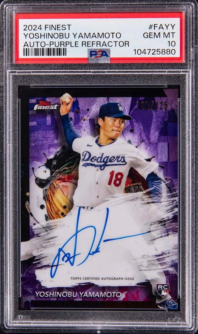 2024 Topps Finest Yoshinobu Yamamoto Autograph Purple Refractor #FA-YY card image