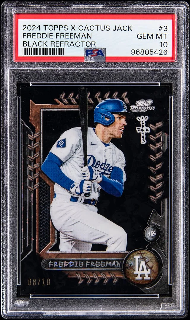 2024 Topps Freddie Freeman (08/10) Cosmic Chrome x Cactus Jack Black Refractor #3 card image