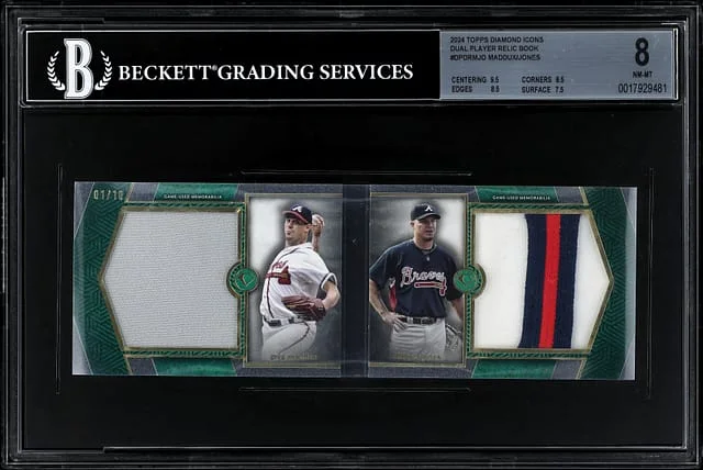 2024 Topps Greg Maddux/Chipper Jones Game-Used Diamond Icons Dual Player Relic Book #DPDR-MJO card image