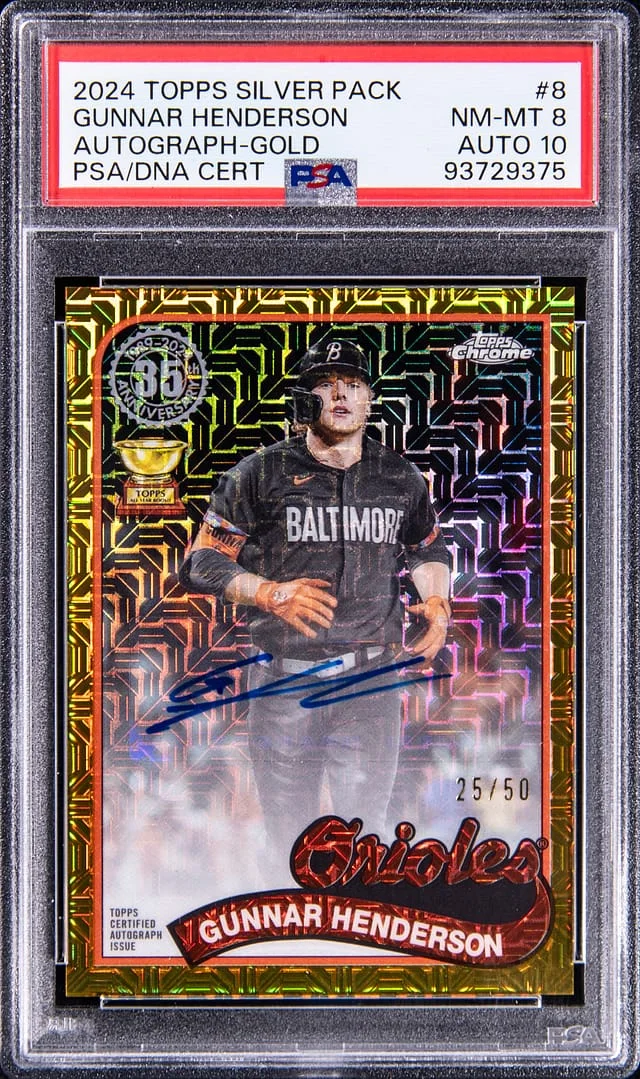 2024 Topps Gunnar Henderson Silver Pack Autograph Gold #8 card image