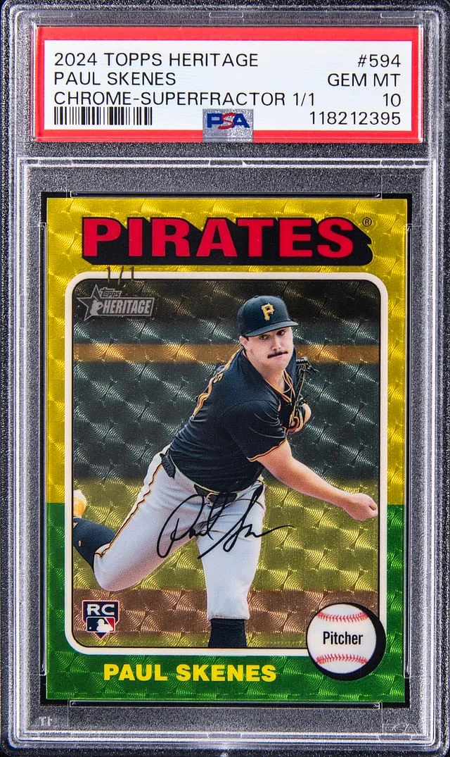 2024 Topps Heritage Chrome Paul Skenes SuperFractor #594 card image