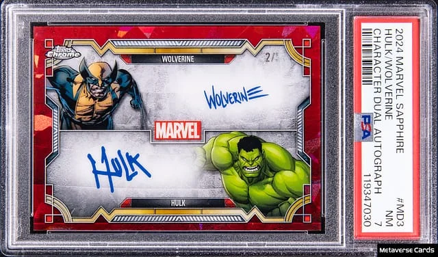 2024 Topps Hulk/Wolverine Marvel Sapphire Character Dual Autograph #MD-3 card image