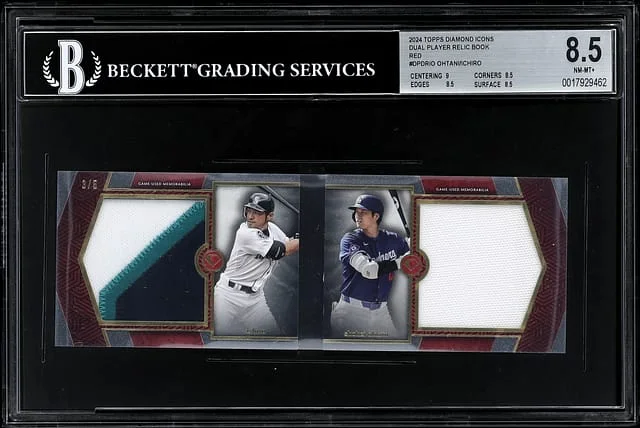 2024 Topps Ichiro/Shohei Ohtani Game-Used Diamond Icons Dual Player Relic Book Red #DPDR-IO card image