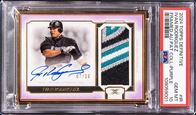 2024 Topps Ivan Rodriguez Definitive Framed Autograph Patch Collection Purple #IR card image