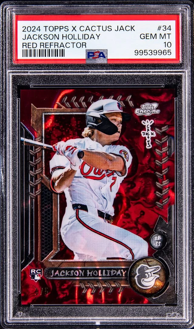 2024 Topps Jackson Holliday Cosmic Chrome x Cactus Jack Red Refractor #34 card image