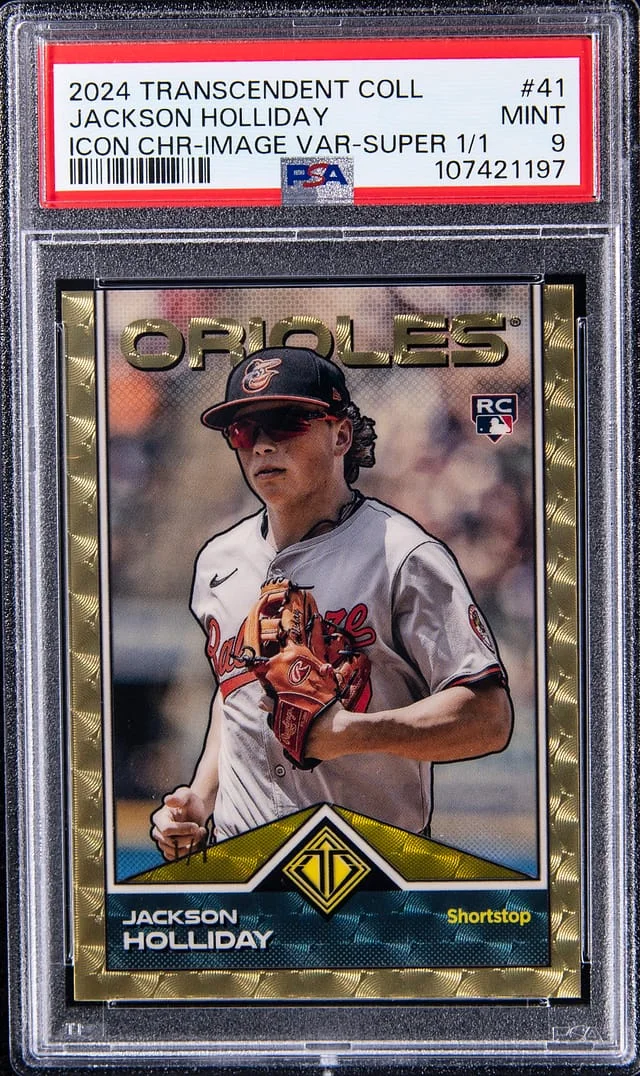 2024 Topps Jackson Holliday Transcendent Collection Transcendent Icons Chrome Image Variation SuperFractor #41 card image