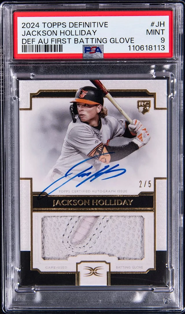 2024 Topps Jackson Holliday Definitive Collection Autograph First Batting Glove #DAGB-JH card image
