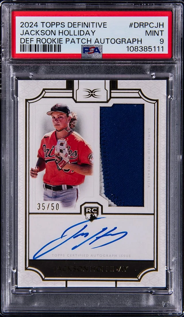 2024 Topps Jackson Holliday Definitive Patch Autograph (RPA) #DRPC-JH card image