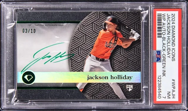 2024 Topps Jackson Holliday Diamond Icons White Polychromatink Autographs Black Green Ink #WPA-JH card image