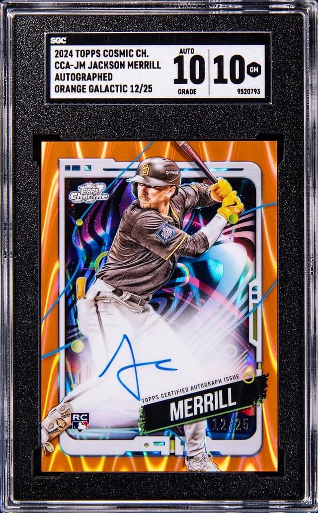 2024 Topps Jackson Merrill Cosmic Chrome Autograph Orange Galactic #CCA-JM card image