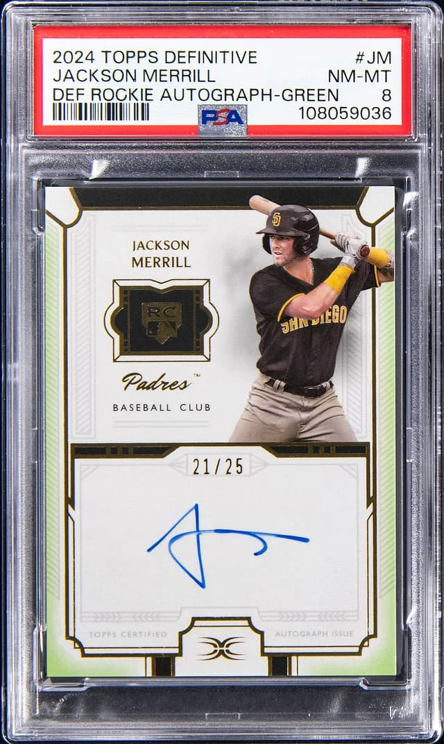 2024 Topps Jackson Merrill Definitive Collection Definitive Autograph Green #DRA-JM card image