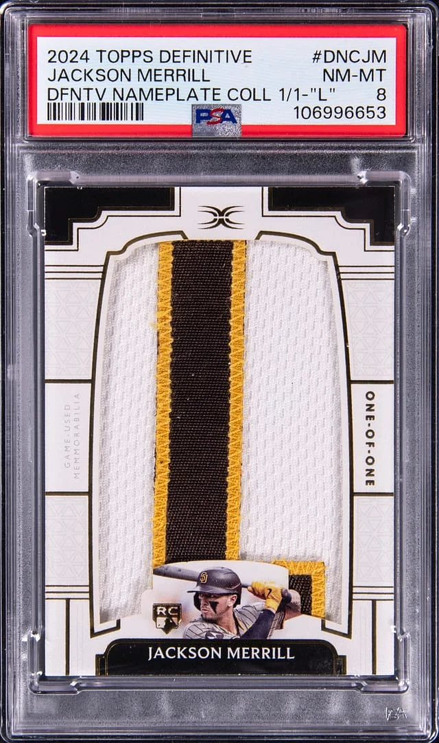 2024 Topps Jackson Merrill Game-Used Definitive Nameplate Collection L #DNC-JM card image