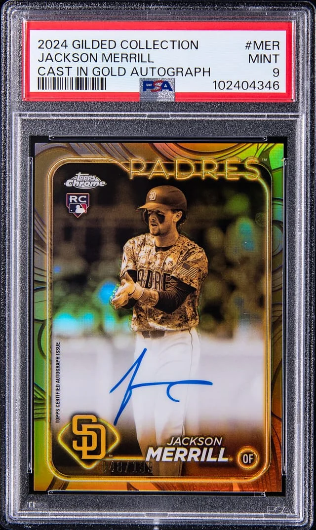 2024 Topps Jackson Merrill Gilded Collection Cast In Gold Autograph #GOLD-MER card image