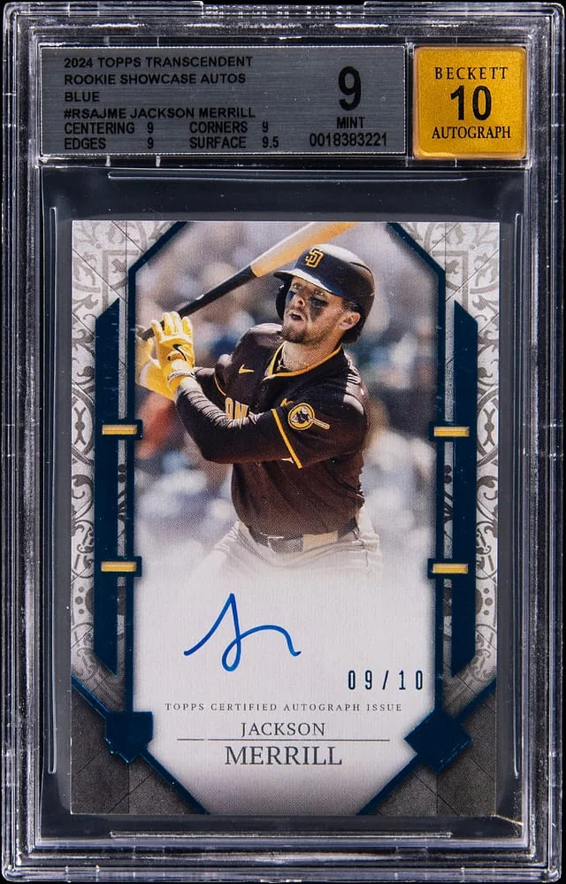 2024 Topps Jackson Merrill Transcendent Showcase Autographs Blue #RSA-JME card image