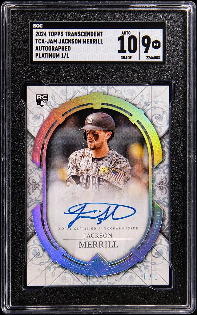2024 Topps Jackson Merrill Transcendent Collection Autographs Platinum #TCA-JAM card image