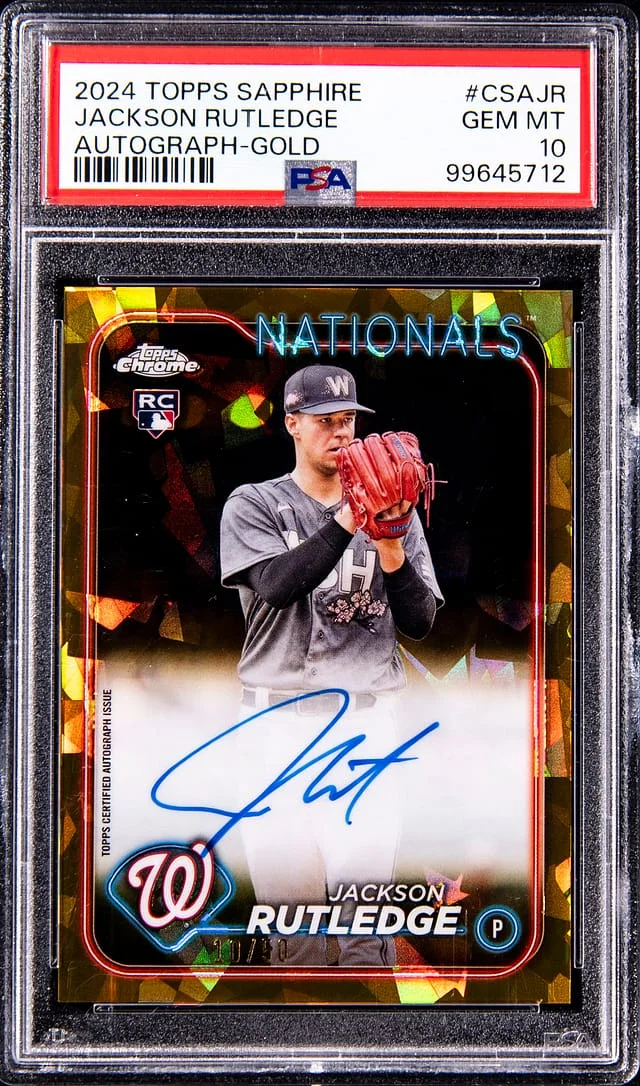 2024 Topps Jackson Rutledge Sapphire Autograph Gold #CSA-JR card image